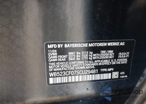 2025 BMW Ix xDrive50 z USA, uszkodzony, nr VIN WB523CF07SCU29481